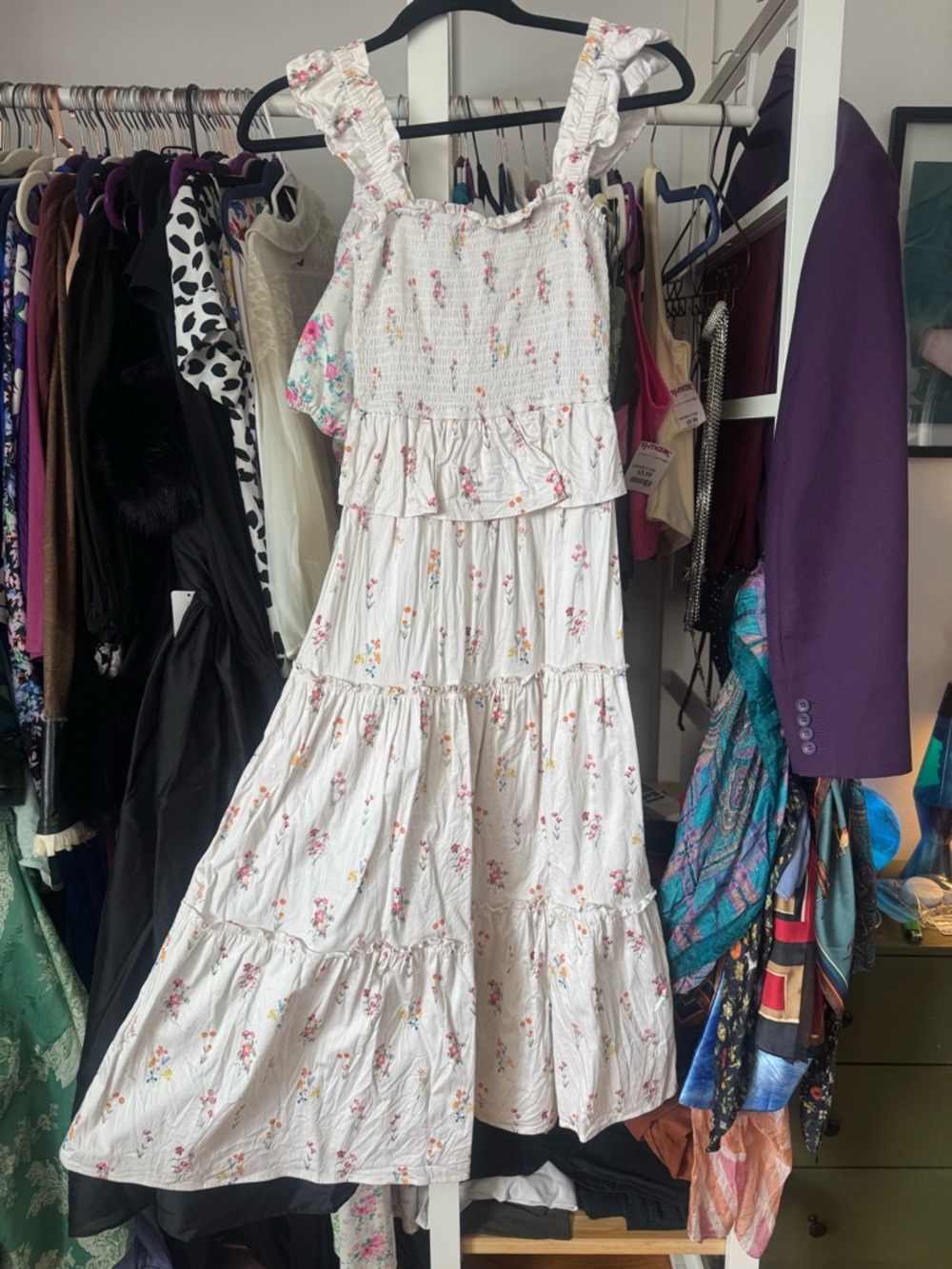RACHEL Rachel Roy White Floral Smocked Dress